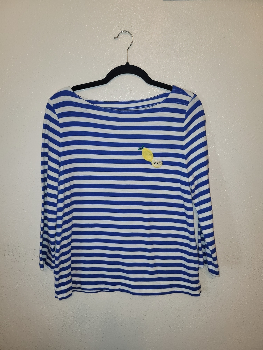 LOFT Striped Long Sleeve Tee with Lemon Embroidery Size L